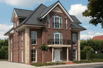 Budynki mieszkalne z cegły Wasserstrich podpalanej cieniowanej