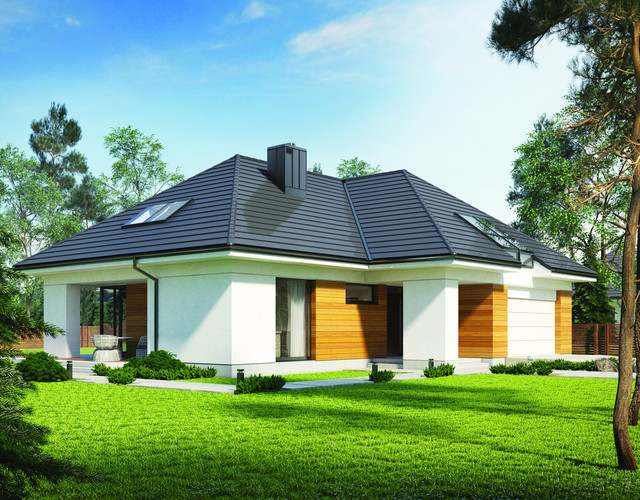 Single-family house Olaf made with the Bergamo flat roof tile 