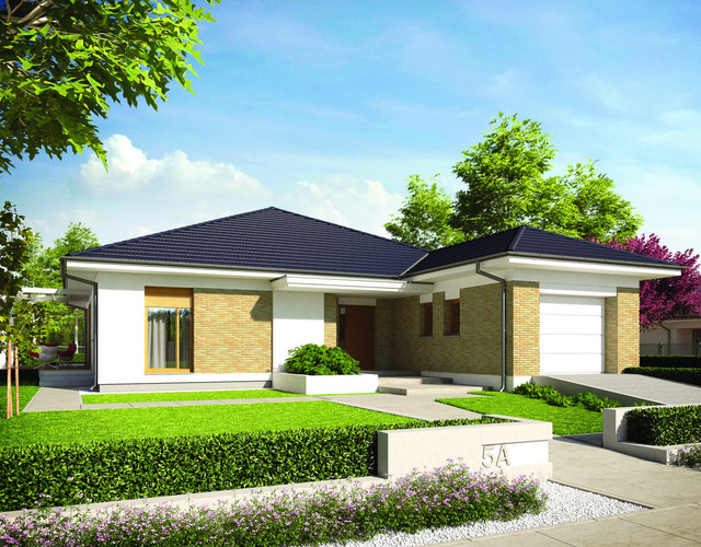 Single-family house Irmina made with the Bergamo flat roof tile 